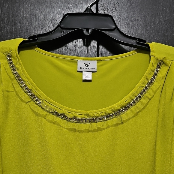 Worthington Chartreuse Embellished Blouse - Picture 2 of 5